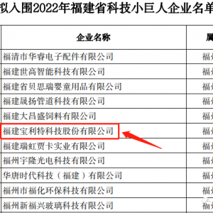 科技创新，引领绿色发展！宝利特入围2022年福建省科技小巨人企业名单 ...