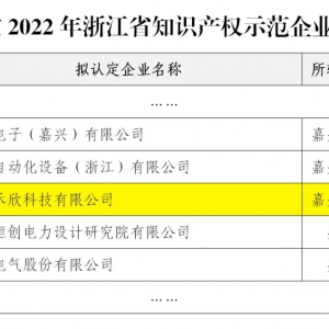 禾欣科技拟认定为2022年浙江省知识产权示范企