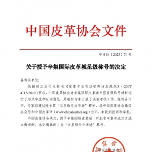 辛集国际皮革城获星级称号